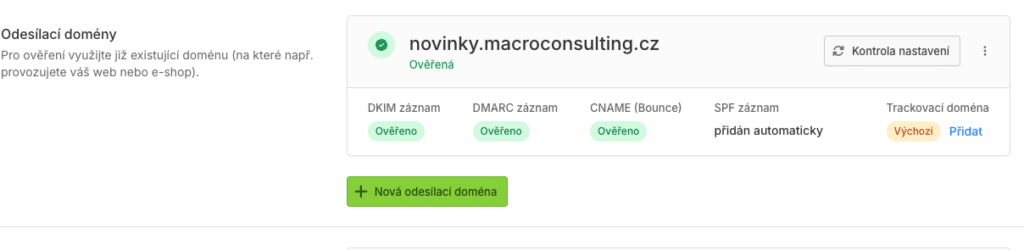 Ověřené DNS záznamy ecomail