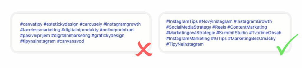 Přístupnost v marketingu: 8 tipů, jak neztrácet zákazníky kvůli drobnostem 4 ukázka, jak psát a nepsat hashtagy
